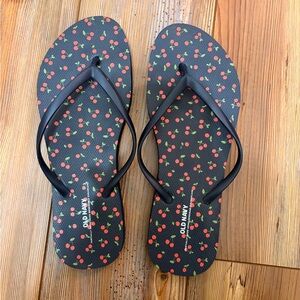 Old Navy Black Cherry Pattern Flip Flops